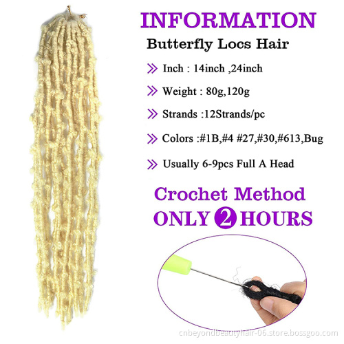 New Distressed Butterfly Locs Crochet Hair 14 24 inch Soft Distressed Faux Locs Long Butterfly Locs